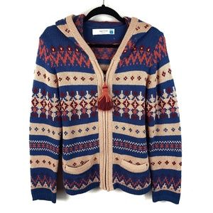 Anthropologie Sparrow Fairisle Knit Zip Sweater